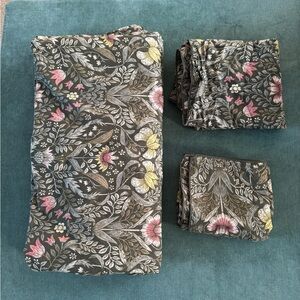 IKEA floral green queen duvet cover with two pillow shams